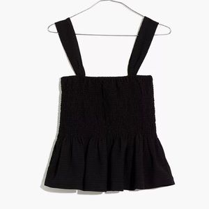 Texture & Thread Smocked Peplum Tank Top Black